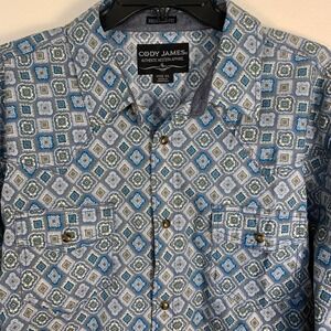 Cody James Mens XL Blue Geometric Diamond Pearl Snap Western Shirt Regular Fit